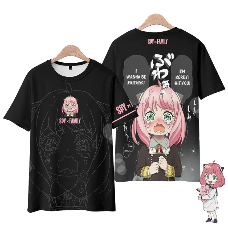 Silver Basic Anime Spy T-Shirt Anya Forger Cosplay Kawaii