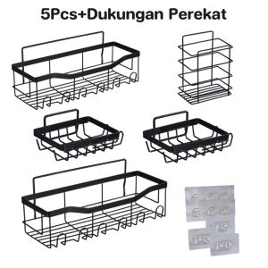 【Vinnatsu】5PCS Rak Sudut Kamar Mandi Rak Gantung Persegi Tempel Dinding Tahan Air Tanpa Pengeboran