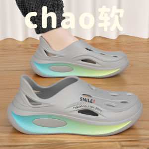 Free Shipping MenS Summer Outdoor Clogs Non-Slip Hollowed-Out Water-Resistant Driving Sandals Full-Coverage Thick-Soled Beach Slippers