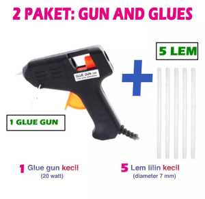 Sopo Ngiro  Murah Glue Gun Lem Tembak 20 Watt - Lem Tembak Stick Lilin + 5 Bonus Refill Lem