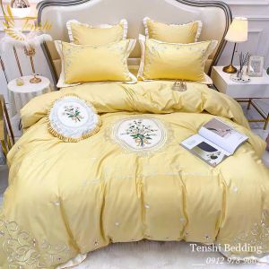 SET 6 MÓN CHĂN GA GỐI COTTON LỤA SATEEN 600TC THÊU CAO CẤP SIÊU MỊN MÁT NHẬP KHẨU NGUYÊN BỘ ( RẺ CHƯA TỪNG CÓ)