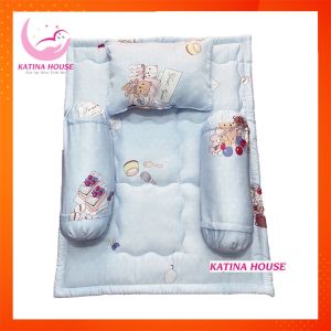 Bộ nệm gối trẻ sơ sinh Katina House vải Tencel mềm mịn mát nệm chống thấm