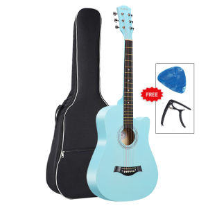 กีตาร์คลาสสิค กีต้าร์โปร่ง 38นิ้ว ลูกบิดเหล็ก ทำจากไม้ Acoustic Guitar ทัชชิ่งเล่นง่าย เก็บเงินปลายทางได้