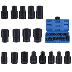 17Piece E Type Socket Set Hand Tool 1/2" 3/8" Drive E5-E24 Repair Tool Socket Wrench Head Sleeve for Multifunctional Use