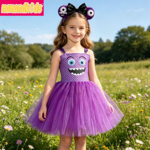11.11 Rich Purple Character Flowy Mesh Costume Breathable Sleeveless Attire for Toddler Halloween Carnival Themed Birthday Role Play h2610