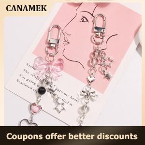 【 CANAMEK 】 Goth Y2K Phone Charm Bow Heart Star Keychain Pendant Kawaii Key Chain Bag Phone Chain Cute Accessory For Girls Women Jewelry
