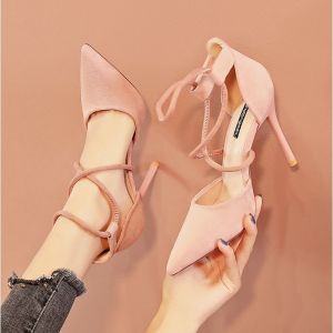 2025 Korean Fashion Sandals with Heels for Women Formal Pointed Toe Elegant Stiletto Sandals