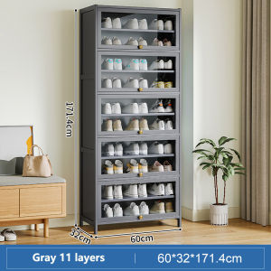 9/8/7 Layer Shoe Cabinet  Acrylic Glass Cabinet Wood Shoe Rack  Multilayer Wooden Storage Rack Shoe Shelf Organizer