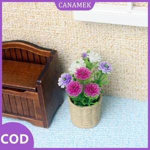 CANAMEK✨ Nhà búp bê 1:12 thu nhỏ hoa cúc cây bạc hà chậu cây nhỏ màu xanh lá cây trồng trong chậu cây mô phỏng cây mô hình nhà vườn đồ chơi trang trí
