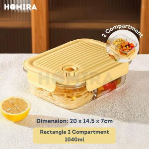 Homira Sunflower Yellow Borosilicate Glass Food Container – Airtight Leakproof Lunch Box | (450ml–1100ml)