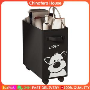 Office Under Desk Utility Cart Moveable Storage Box with Wheels Space Saving Storage Basket for Home