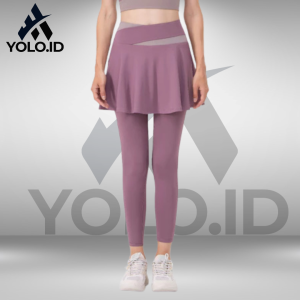 Legging Rok Olahraga Wanita  skirt High Waist  Yoga Dua lapis gym tennis Running