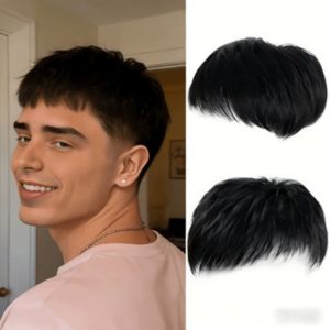Wig piece mens short straight hair Korean version of handsome peoples hair natural hair size invisible and seamless of the head reissue block