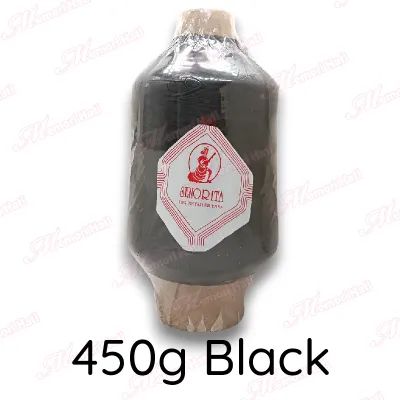 100g & 450g Benang Jahit Tepi Biasa Edging Overlock Polyester Thread Black & White