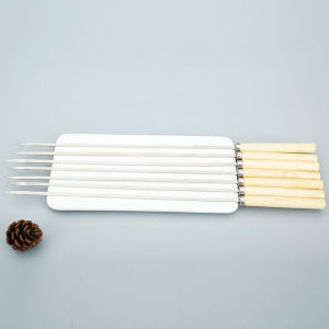 [MY STOCK] 10/20 PCS Stainless Steel Barbecue Skewers Reusable BBQ Wooden Handle Skewers Grilling Kebab Stick Rod Needle Camping Picnic Roasting Tools