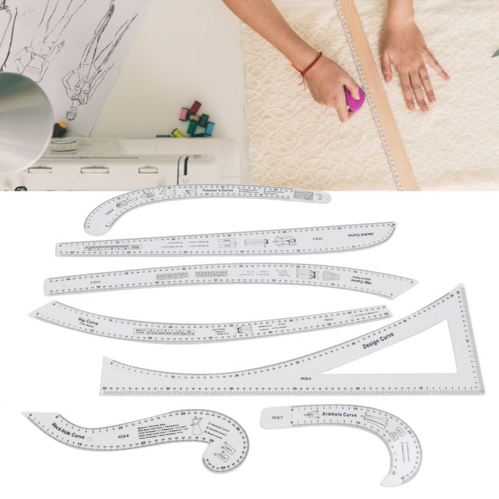 Professional Sewing Ruler Set 7-Piece French Curve Pattern Making ...