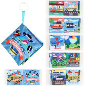 Sách vải Tiibaby âm thanh sột soạt 12 mặt kích thích đa giác quan cho bé chủ đề giao thông 6533-4