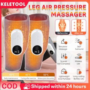 Eletric Air Pressure Calf Massager 3 Mode Pressotherapy Wireless Heated Calf Massage Machine Blood Circulation Muscle Relieve