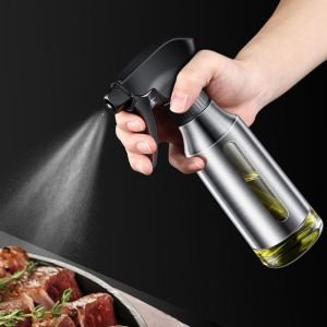 HJKL Stainless Steel Body Oil Spray Bottle Visible 180ml Oil Sprayer Household Leakproof Oil Dispenser Air Fryer