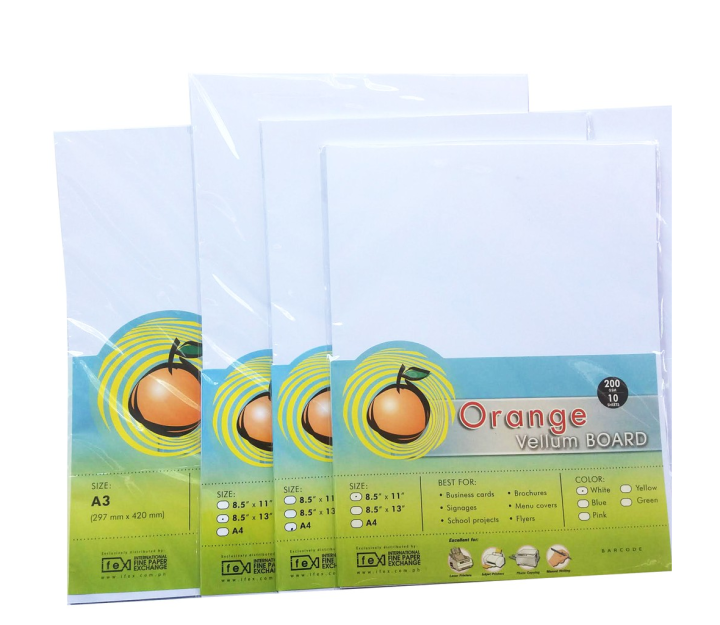 Orange Vellum Board Specialty Board 200gsm size A3 (297mm x 420mm)