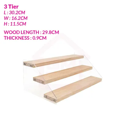 [GMRACK] 3/4/5/6 TIER WOODEN ACRYLIC DISPLAY STAND ANIMATION MODEL RISER COUNTER RACK SHELF POP MART ACTION FIGURE