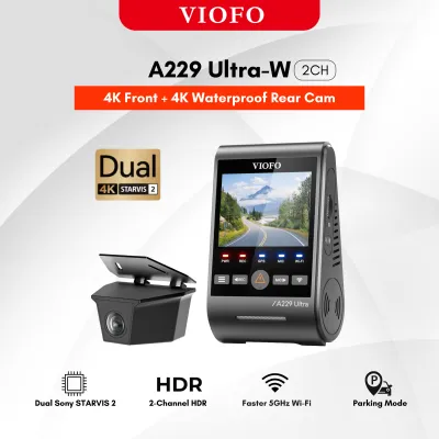 VIOFO A229 Ultra-W 2CH Dash Cam - 4K+4K Dual HDR Sony STARVIS 2