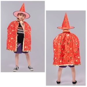 Halloween Wizard Witch Cloak Costume Kids Witches Capes Hats Wizard Cloak Ghost Costume Set