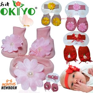 OKIYO Bandana Set Bando ikat kepala Set Sepatu Bayi Perempuan Lucu Shoes & HeadBand