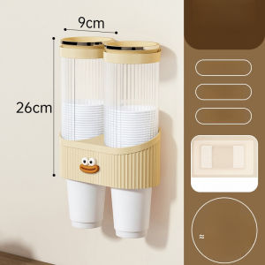 Disposable Cup Dispenser Self-Adhesive Dust-Proof Automatic Paper Cup Rack Wall-mounted Plastic Water Cup Holder
