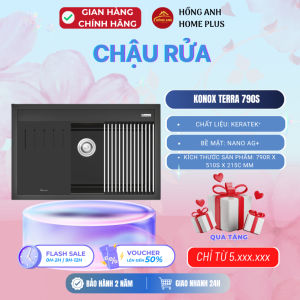 Chậu rửa Konox Terra 790S black grey đá granite kháng khuẩn chất liệu keratek chống thấm nước