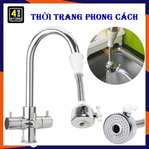 Đầu Vòi Nước Tăng Áp Xoay 360 độ Có Van Thay Đổi chế Độ Nước Nối Dài Chuyên Dụng - Đầu Vòi Rửa Bát Tăng Áp 2 Chế Độ