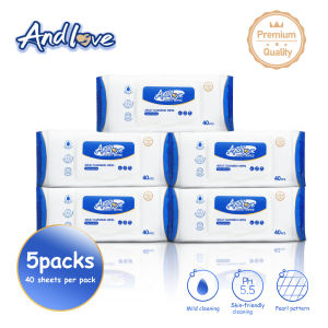 ANDLOVE Adult Wipes 5 Packsx 40Sheets Non-Alcohol Unscented Adult Wipes