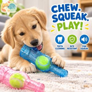 Dog Chew Toy Tpr Rubber Squeaky Bite Resistant Molar Toy For Puppy Large Dogs Training Fetch Play Pet Supplies