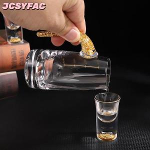 JCSYFAC Sang trọng pha lê thủy tinh Vodka thủy tinh Sake Shochu Thanh thủy tinh rượu mùi đôi đáy vàng lá thủy tinh cốc trà quà tặng cao cấp rượu mạnh