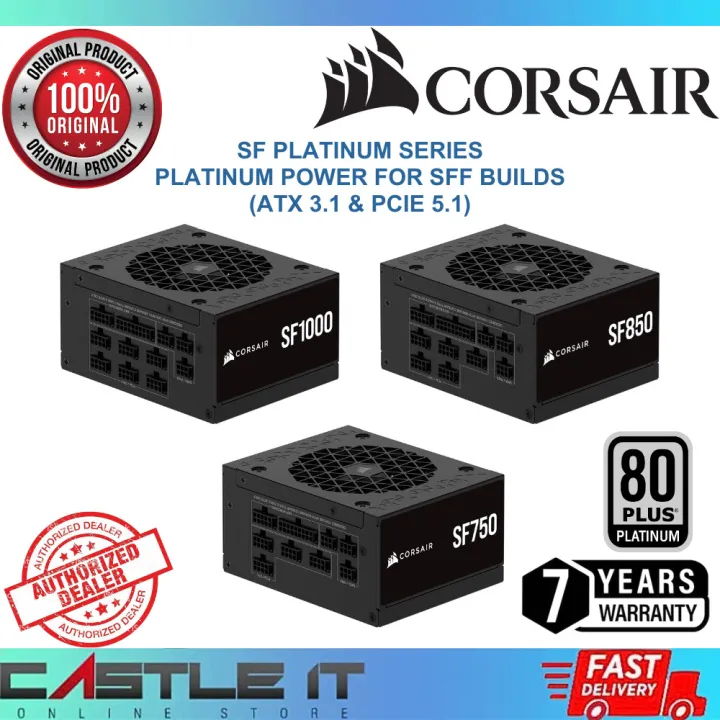 Corsair SF1000 1000W / SF850 850W / SF750 750W SFX 80PLUS Platinum ATX3.1 PCIe5.1 Power Supply