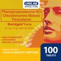 Unilab Decolgen Forte 100 Tablets - Powerful Relief from Cold & Sinusitis Symptoms. 