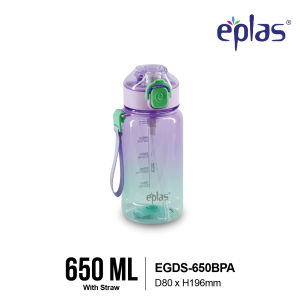 EPLAS MODERN 650/1000ml One Touch Multicolour Water Bottle W/Spring Buffer Straw&StrapBotol Air渐变色水瓶EGDS-6501000BPA