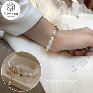 Viviann Original Baroque Pearl High Gloss Pearl Bracelet Gold Charm Chain Bracelets For Women Pearl Coin Bangle Bracelets Fashion Bohemian Jewelry Gift