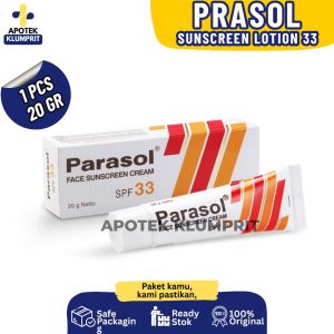 Parasol Face Sunscreen Cream Spf 33 20 Gr Tabir Surya Pelindung Kulit Dari Sinar Uv Dan Uvb Seperti Kemerahan Rasa Terbakar Kulit Kering Kusam Dan Bintik Hitam