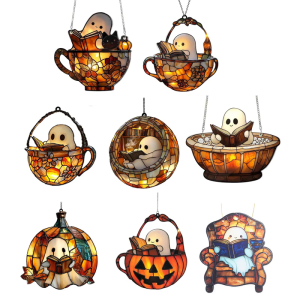 Durable Acrylic Window Hanging Halloween Decors Indoors Outdoor Autumn Holiday Ornament For House Garden Display