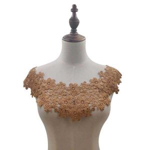 HOUCHU Garment DIY Embroidered Floral Craft Wedding Lace Fabric Lace Collar Neckline Applique