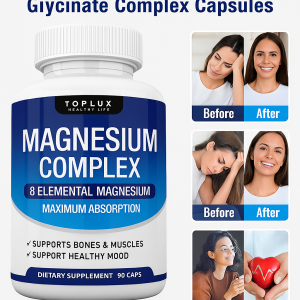 Magnesium Glycinate Complex Capsules Better Sleep And Nervous System Support Magnesium Complex Supplement Muscle Relaxation Promotes Bones 90 Capsules