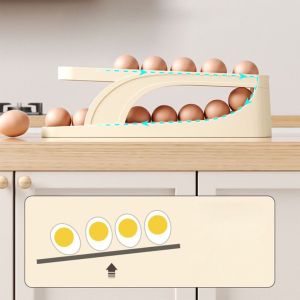 Tempat Telur / Tempat Telor / Egg Box / Kotak Penyimpanan Telur Susun 2 Tingkat Bergulir Otomatis