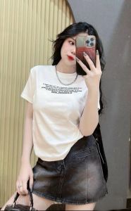 Áo thun form vừa nữ chất borip thái cotton cổ tròn tay ngắn mát mịn M176