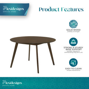 Flexidesignx MITTI Round Dining Table 122cm Solid Wood 4–6 Seater Beech / Walnut