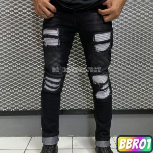 Celana Pria Rucas Denim Premium // Black Baron Ripped Jeans // Celana Jeans Sobek Korean Style // Celana Jeans Panjang Sobek Pria