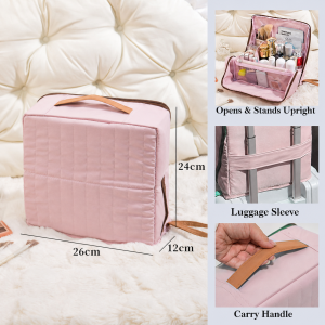 【Pure Care】 Upright Travel Cosmetic Bag Large Capacity Makeup Organizer Toiletry Case Luggage Sleeve Portable Vanity