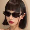 2024 New Jennie Cat-Eye Street Sunglasses Retro Small Frame Glasses Black Lenses. 