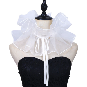 Victorian Ruffled Collar Girls Cosplay Tie Wrist Cuffs Collar Lapel Medieval Cosplay Victorian Ruffled Tie Collar