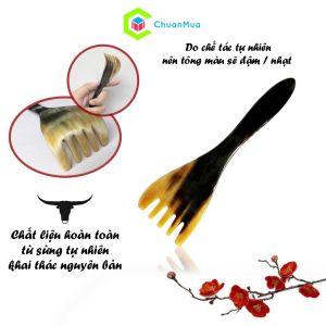 Lược Sừng Răng Thưa Chải Tóc Xoăn Rối Xù (Massage Đầu Lưu Thông Máu...)